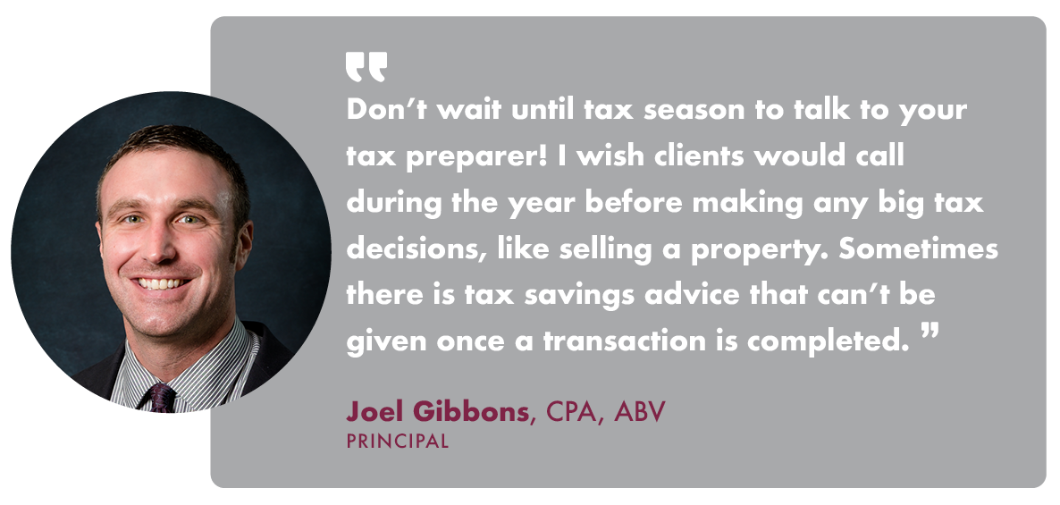Tax Tip from Joel Gibbons, CPA